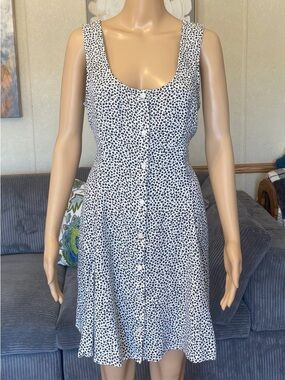 Old Navy White and Black Dotted Button-Front Mini Dress